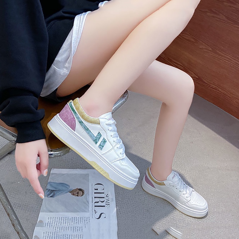 Sepatu Cewek Tali Trendy Kekinian Terbaru Modis Dipakai Sneaker Cewe Korean Style Sepatu Wanita Sneakers Import