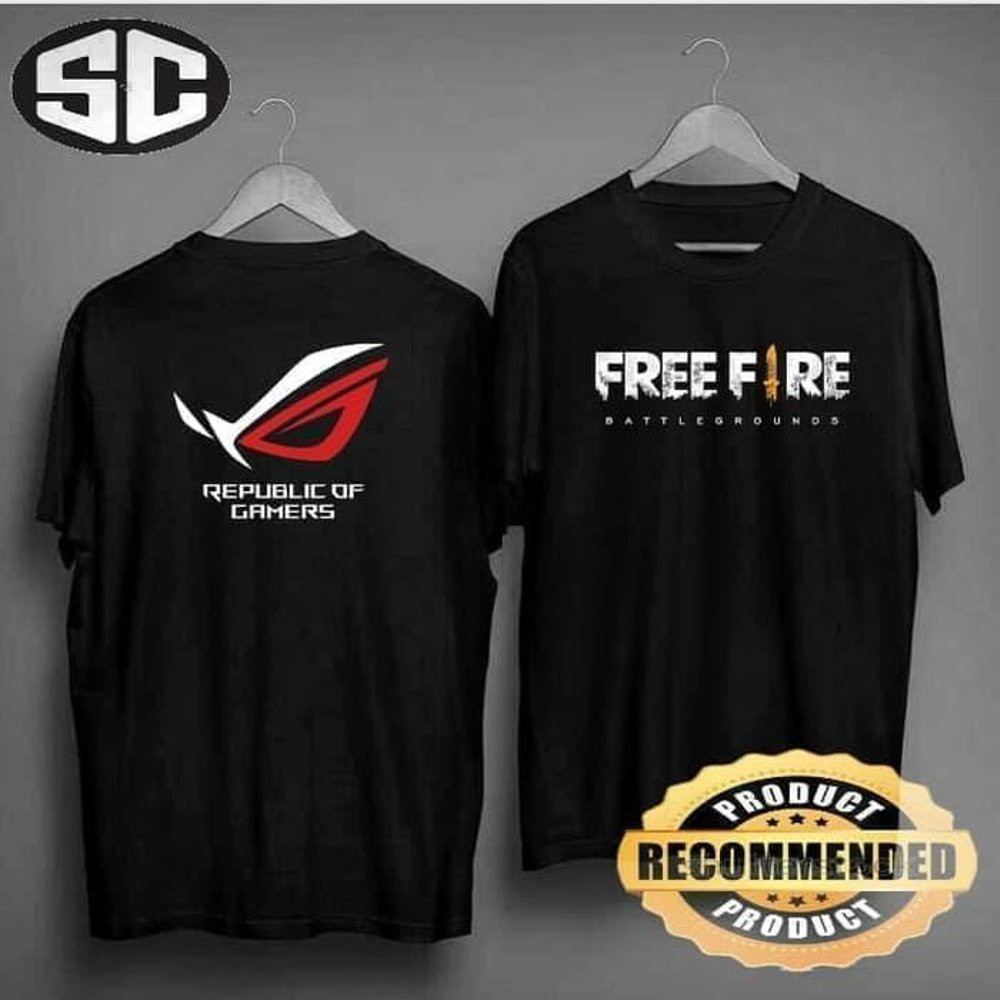 kaos combed 30s freefire garena depan belakang ROG baju tshirt