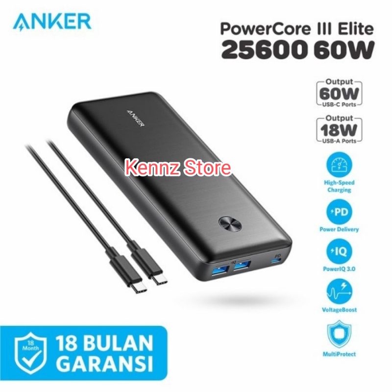 Anker Powercore III Elite 25600mAh 60W Powerbank Original Anker A1290