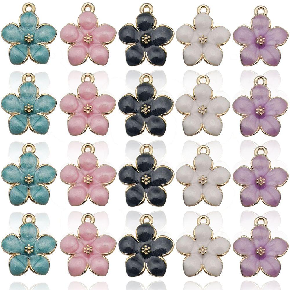 Lily 10 Pcs Enamel Bunga Charms DIY Aksesoris Anting Gelang Handmade Sakura Liontin