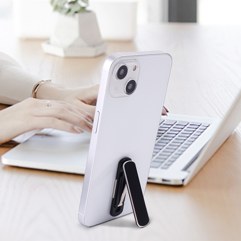 Holder Handphone Universal Bahan Aluminum Alloy Dapat Dilipat / Berputar 360 Derajat° Stand Bracket Metal Mini Invisible Rotasi Putar Kualitas Tinggi Untuk Handphone Universal