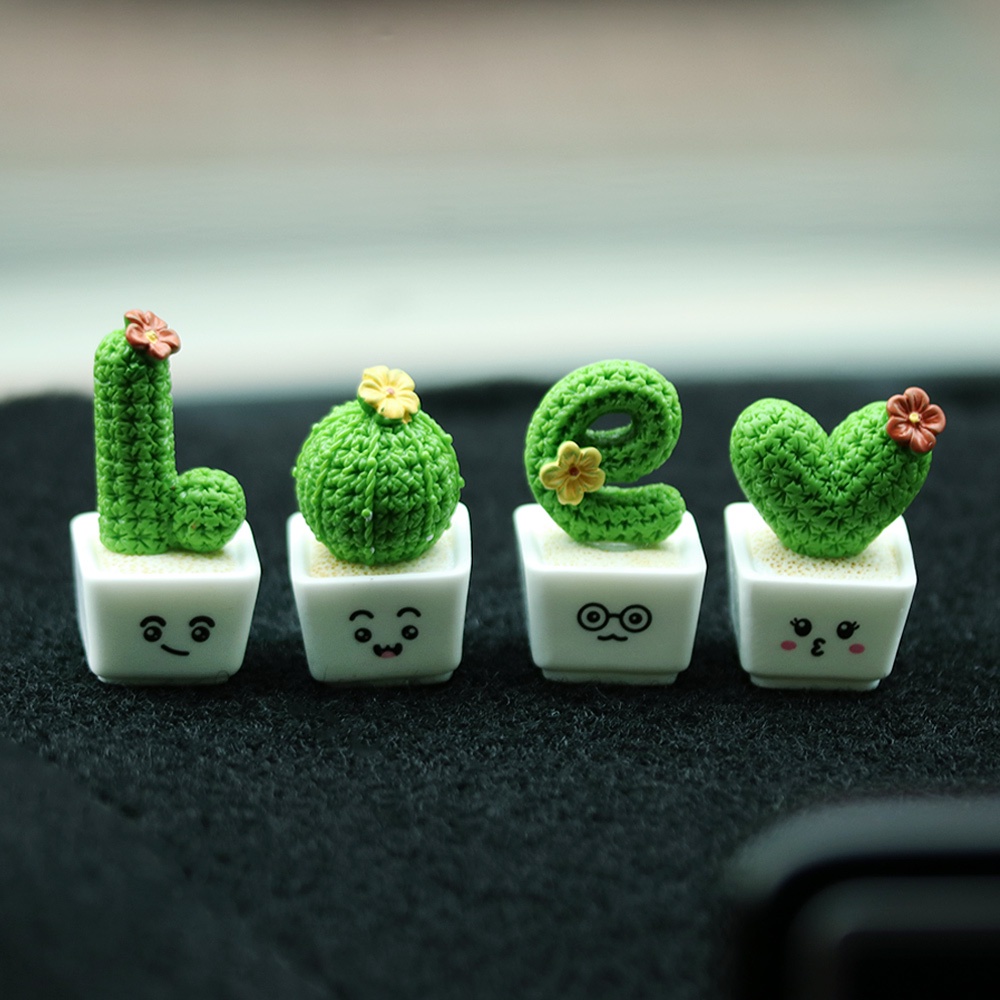 SHOUKEYY Funny Cactus Flower Pot Succulent Plants Mini Sculpture Fairy Garden Miniature Ornament Dollhouse Supplies DIY Outdoor Accessories Car Home Decor