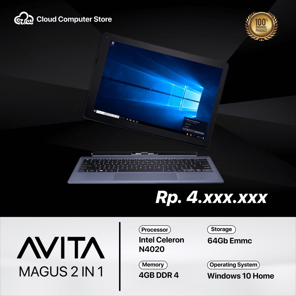 Laptop AVITA MAGUS 2 in 1-Celeron N4020-RAM 4GB-eMMC 64GB