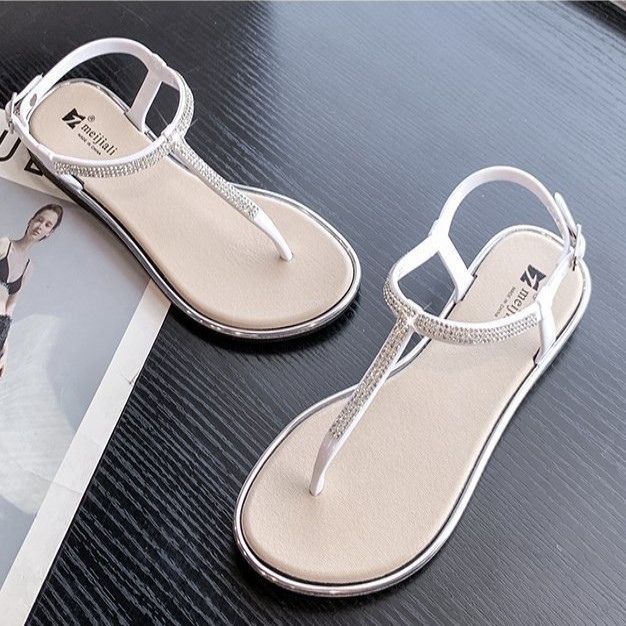 FD Sendal Tali Flat Cewek Kekinian Sandal Slop Wanita Cantik Import DI-070