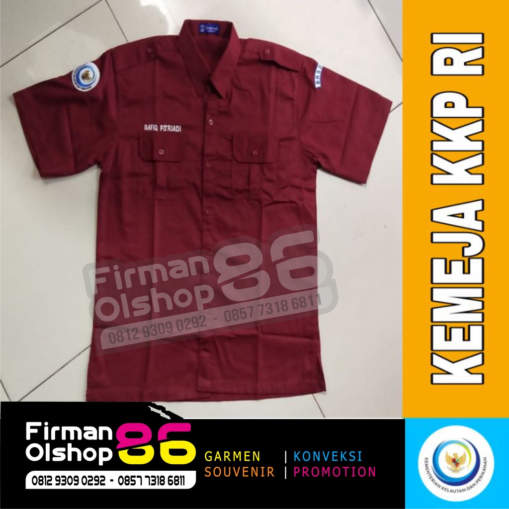 BIG SIZE Kemeja KKP RI Seragam KKP RI Kementerian Kelautan dan Perikanan RI Merah Maroon