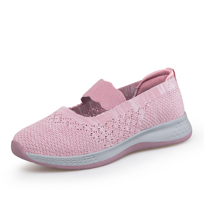 FOKU Sepatu Wanita Santai Sepatu Slip On Wanita Terbaru Sepatu Sneakers Wanita-Pink