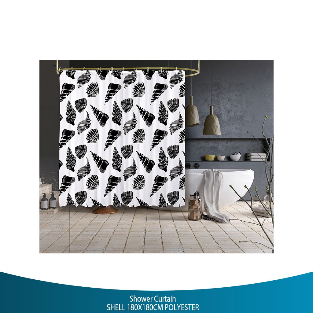 Tidy 18115 Polyester Shower Curtain Motif Shell 180x180cm Shopee