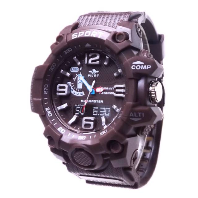 Jam Tangan Pria Kasual Sports Anti Air Pilot Original P-1544 Crono Off