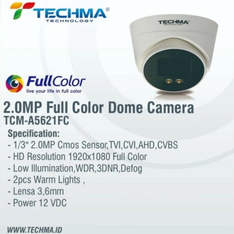 Cctv techma indor full color  full hd 1080p atau full warna siang malam