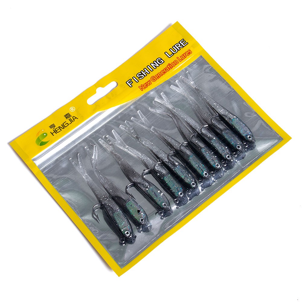 Hnegjia 10PCS/Bag Umpan Pancing Lembut 70mm 5.5g Umpan Silikon Lembut Ikan Kecil Lure Engkol Umpan Tackle