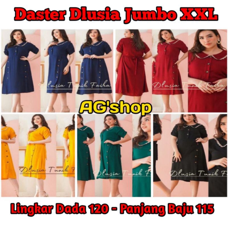 Daster Dlusia Tunik Faiha Jumbo - Daster Anna Jumbo - Homedress Renda Ld 120 - Dress Arabian XXL Busui