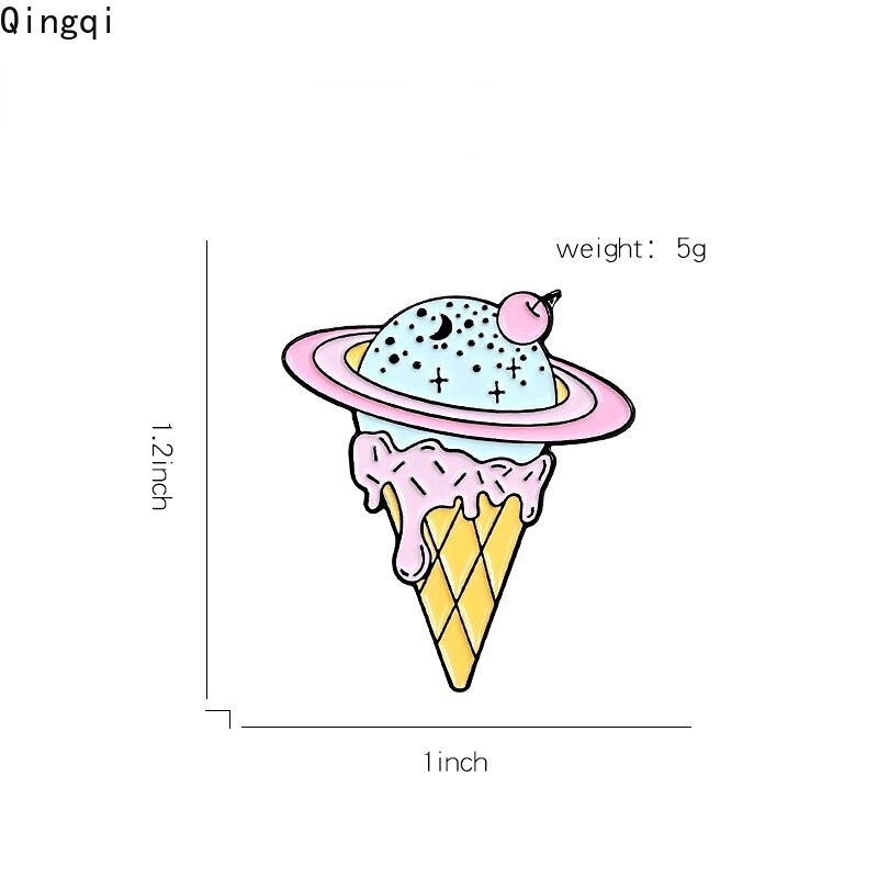 Pin Bros Enamel Bentuk Kartun Es Krim Planet Luar Angkasa Warna-Warni Untuk Hadiah