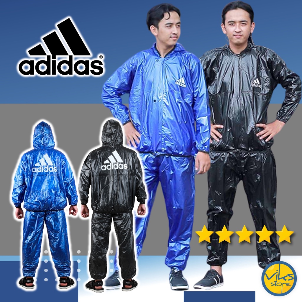 Jas Hujan Setelan Pria Wanita Cowok Cewek Dewasa Anti Tembus Mantel Sauna Tebal Bahan Pvc Karet Sepeda Motor Adidas Gym Jaket Lari 1 Set Stelan