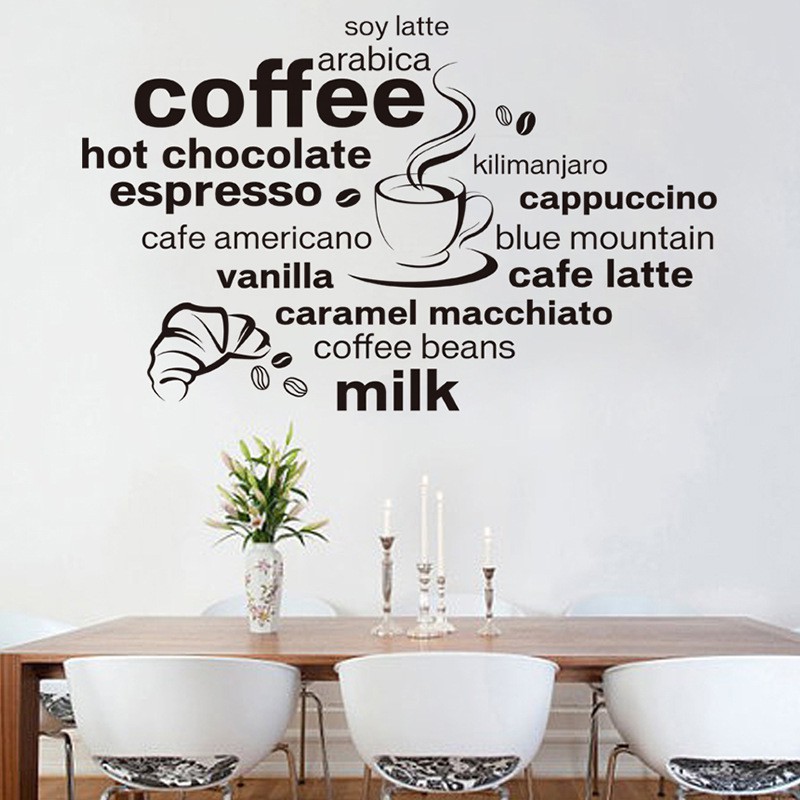 RELIZA WALL STICKER QUOTES DAPUR COFFEE CHOCOLATE CAPPUCCINO KITCHEN STIKER DINDING