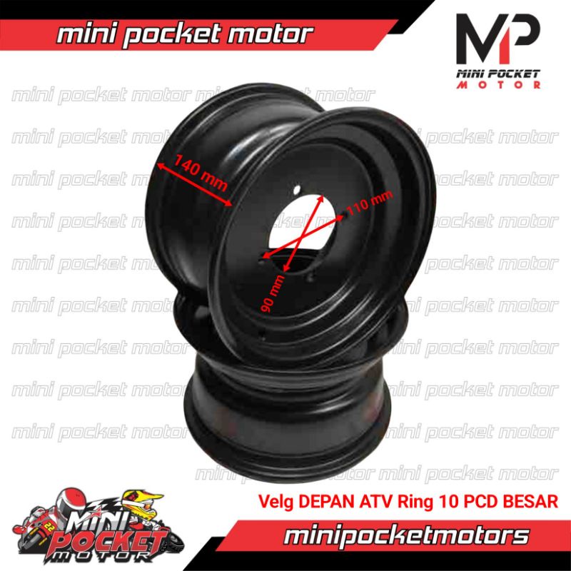 Velg ATV Ring 10 Inch DEPAN PCD BESAR 2 Pcs - Velg Depan ATV Ring 10