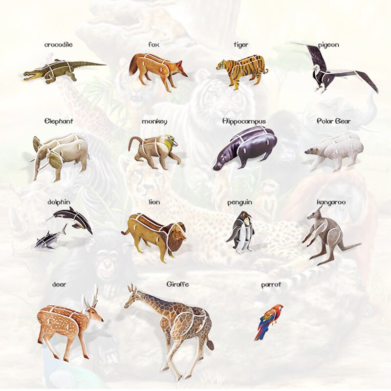 Mainan Edukatif Hewan - ANIMAL KINGDOM - Puzzle 3d Hewan B368-10