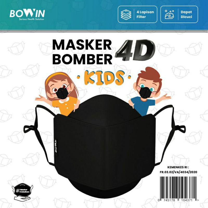 BOWIN Masker Bomber -2x Anti Bakteri &amp; Percikan (Masker Kain 4 Lapisan)