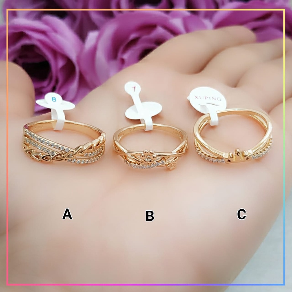 Cincin xuping ori cincin dewasa terbaru mata satu simple perhiasan wanita lapis emas gold A110