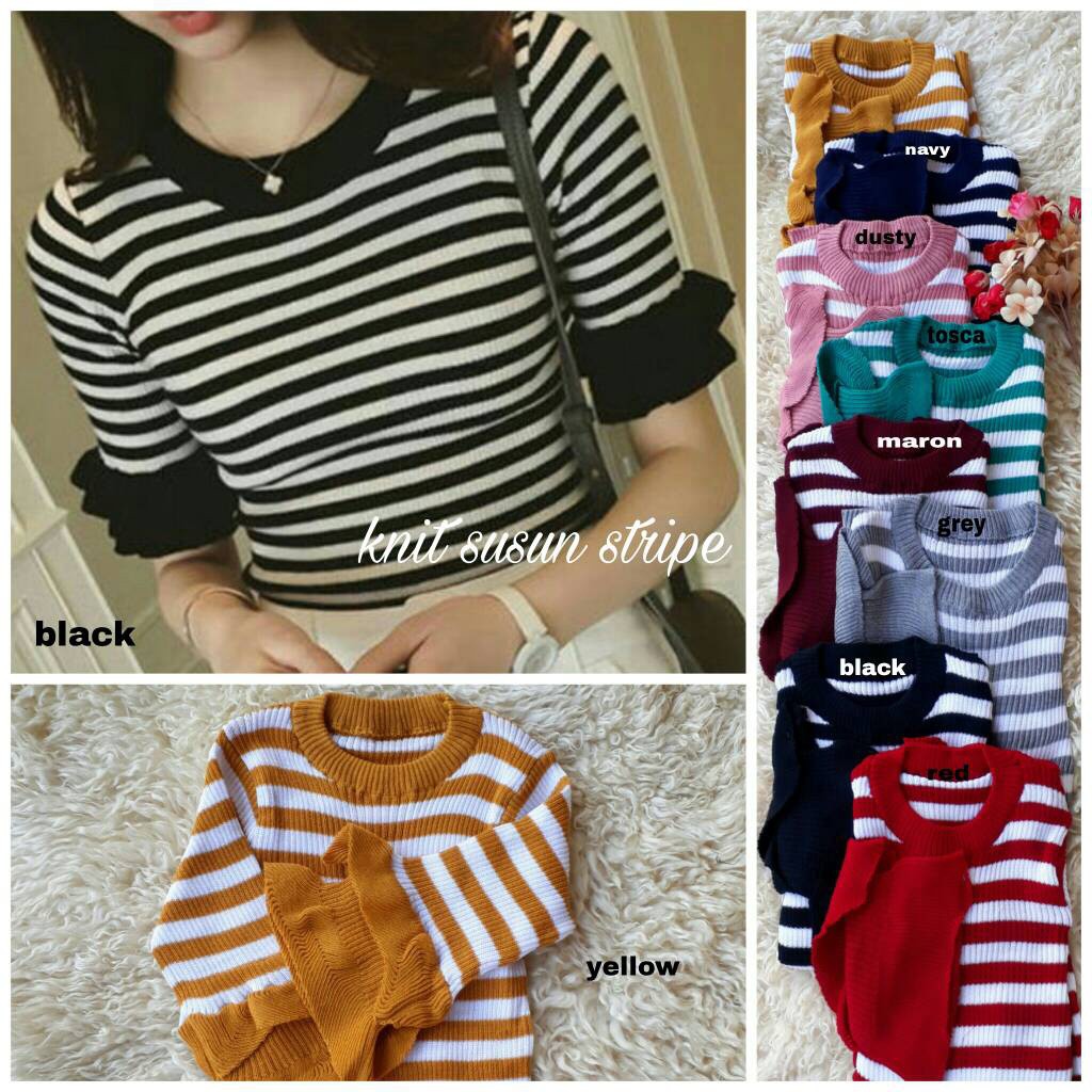 BLOUSE RAJUT KNIT SUSUN STRIPE