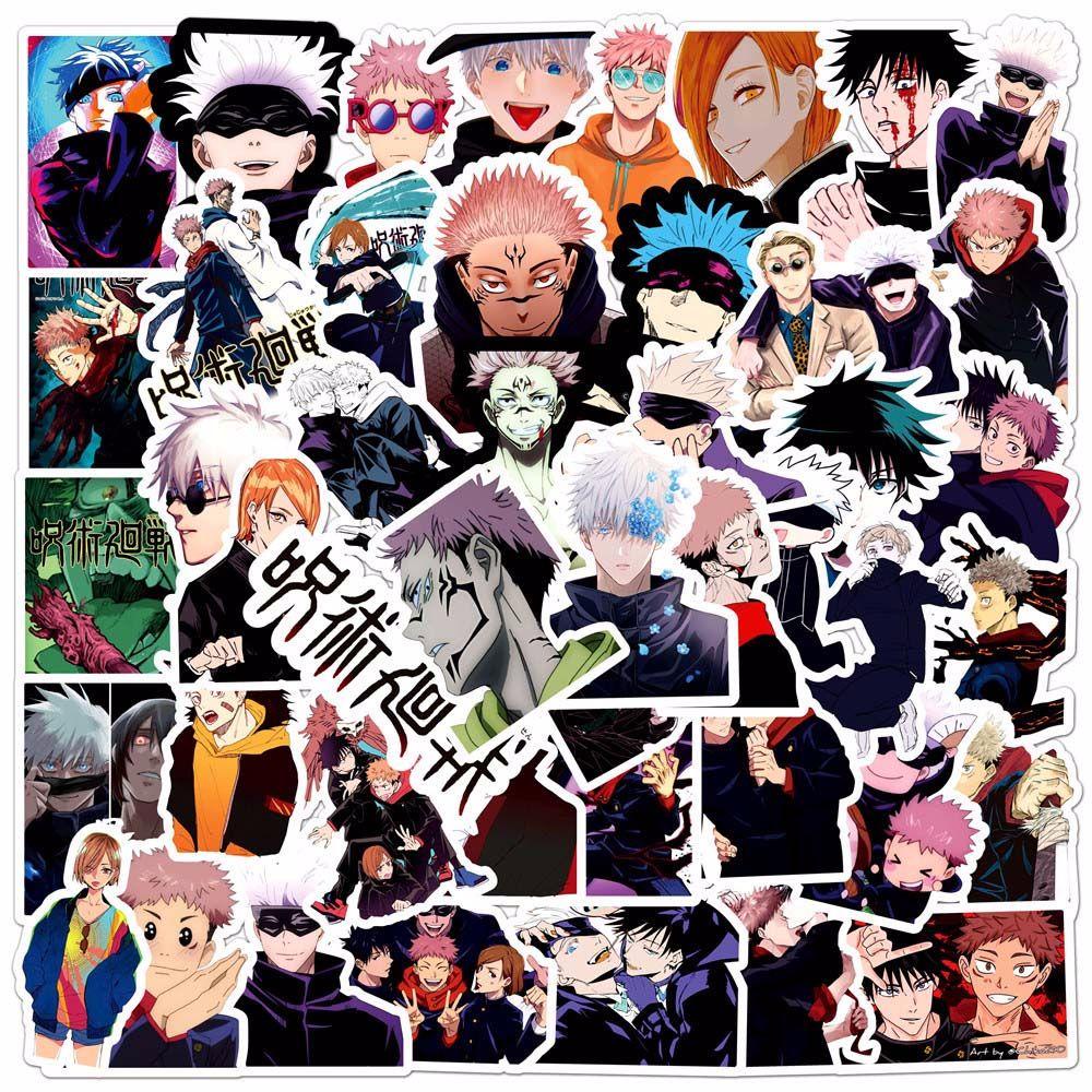 Lanfy Jujutsu Kaisen 50 Pcs Tahan Air Koper Gitar Scrapbooking Fushiguro Megumi Yuji Itadori Graffiti Stiker Alat Tulis Stiker Penggemar Koleksi Hadiah Anime Stiker