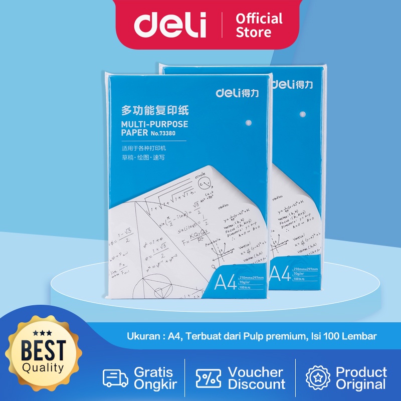 

Deli Copy Paper / Kertas Print A4 Isi 100 Lembar 70g Kualitas Premium 73380