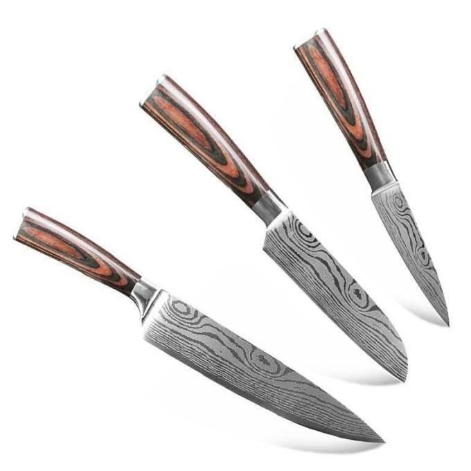 

Set Pisau Dapur Damascus Pattern Stainless Steel 3 Pcs - Dl3-Xituo Jo703Yn6Ol