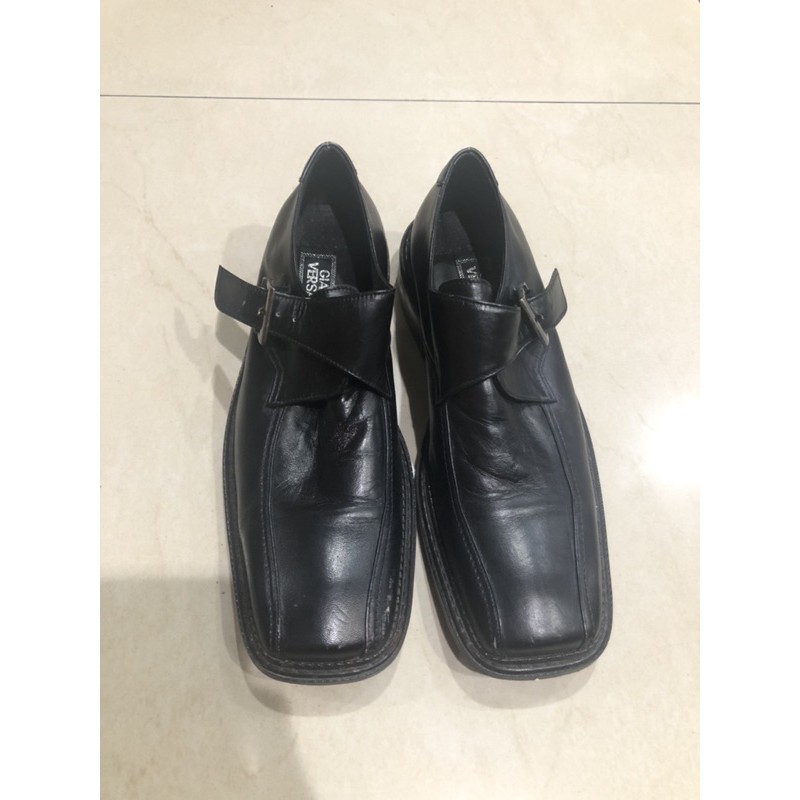 Versace Black Leather Formal Shoes