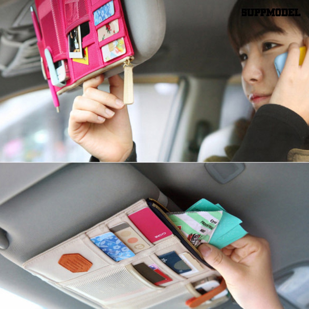 Sfs Tas Mesh Organizer Penyimpanan Kartu / Pulpen / Handphone Untuk Sun Visor Mobil