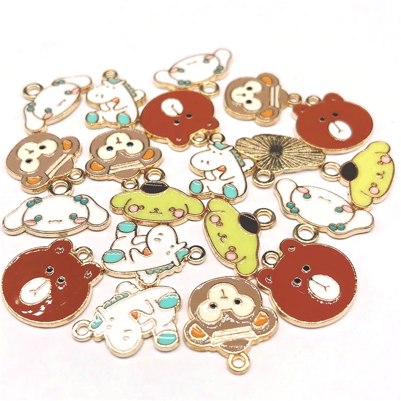 4pcs Liontin Enamel Bentuk Hewan Kuda Monyet Beruang Bahan Alloy Charms