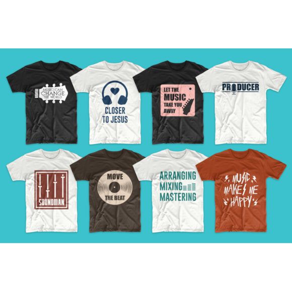 T-Shirt Designs Bundle Music Slogans V5 - Vector Designs EPS Illustaror