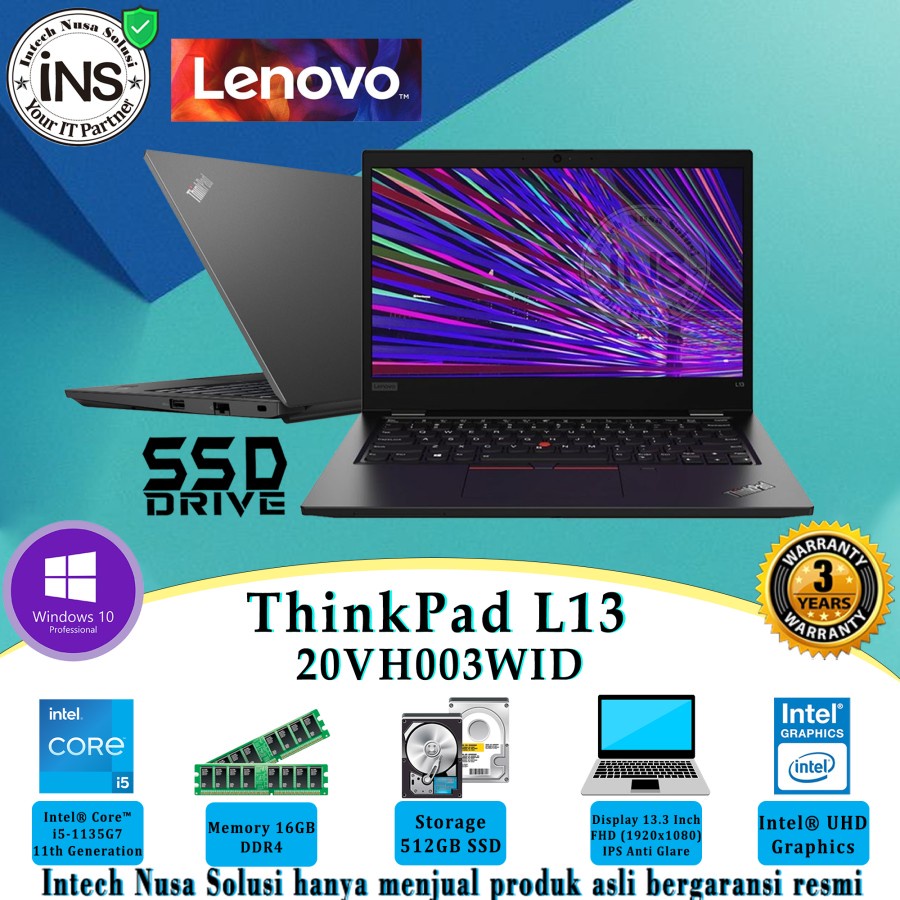 Lenovo ThinkPad L13 Gen 2 3WID i5-1135G7 16GB 512GB SSD WIN10PRO 3YR