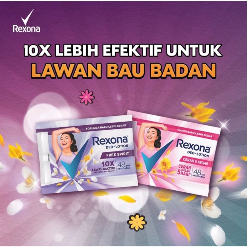 REXONA Sachet Deo lotion Cerah dan segar , Fre spirit , Ice cool / REXONA saset Rencengan 9gr