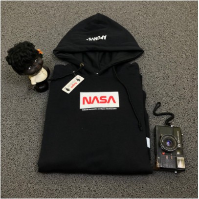 JAKET SWEATER HOODIE AAPE X NASA FALL WINTER 2019 BLACK