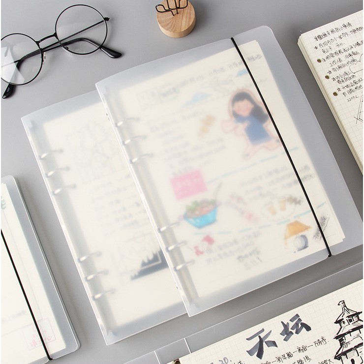 [THE UNIVERSE] Binder A5 Matte 6 Ring 20 Ring Aesthetic Binder Transparan Dove - ST007