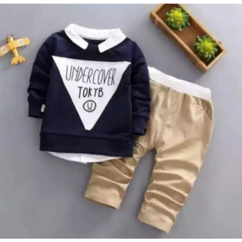 Flecce Bebyterry|Setelan Sweater jogger Anak Laki-laki Motif ONDER COVER Anak 1-5 Tahun