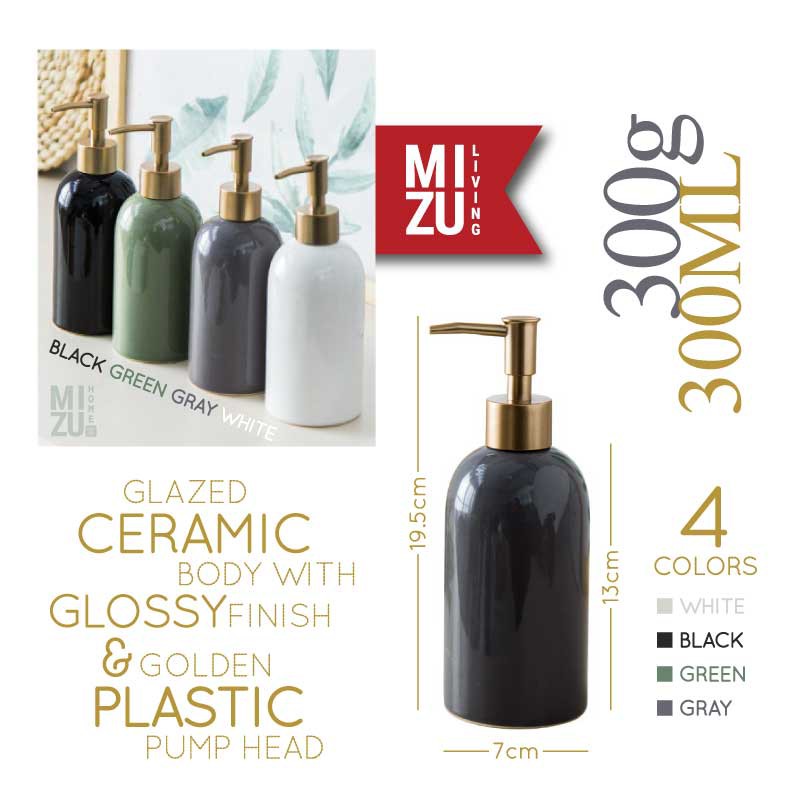 PIPA Refill Pump Bottle Ceramic Glossy Finish Soap Dispenser Botol Keramik Sabun Cair Cuci Tangan