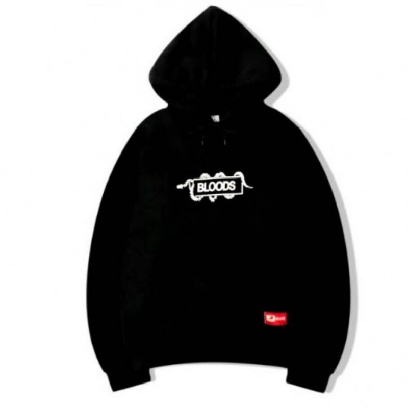 JAKET HOODIE HITAM PREMIUM LOKAL BLOODS ULAR