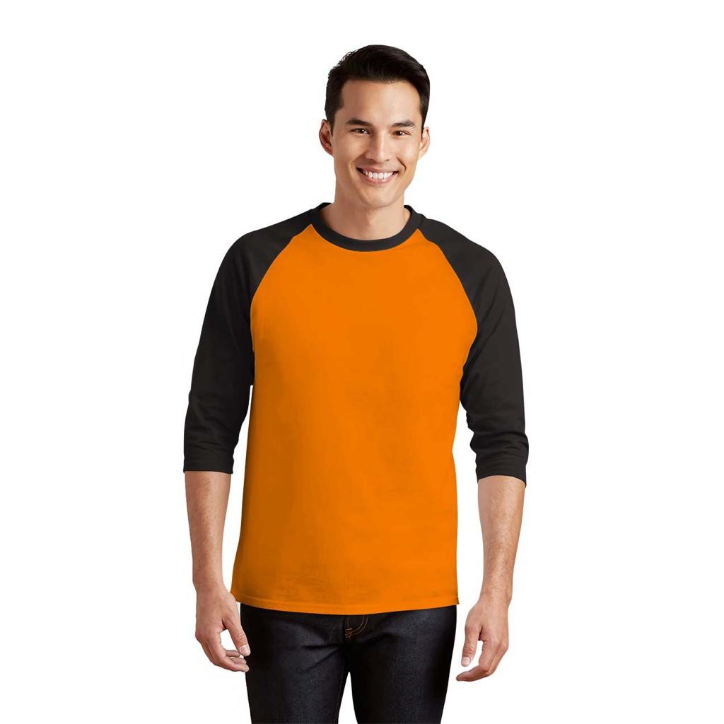 Noveli wear - Kaos polos reglan warna kombinasi lengan 3 4 Hitam | atasan raglan seragam pria dan wanita