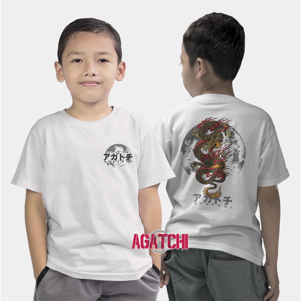 Baju Kaos Atasan Anak Laki-Laki Agatchi Motif Naga Dragon Moon