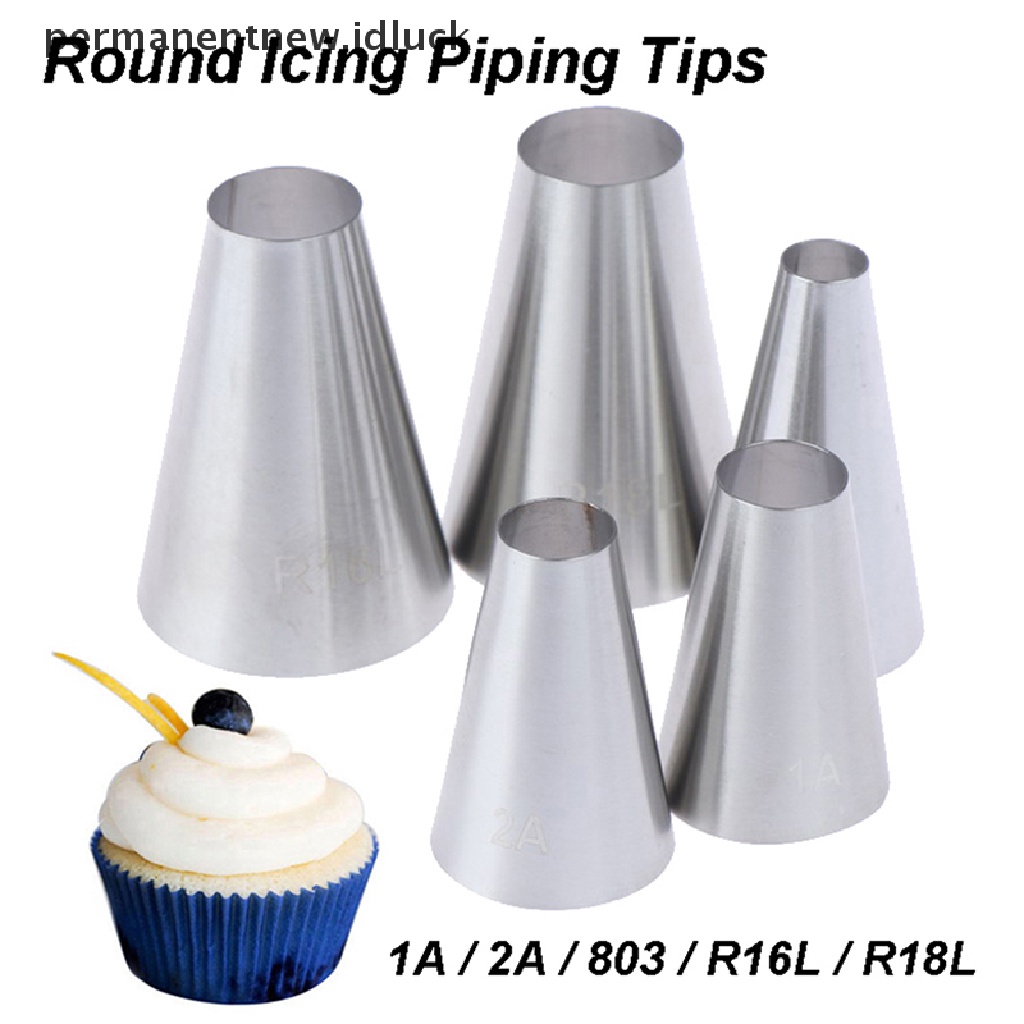 5 Pcs Alat Nozzle Icing Piping Krim Bentuk Bulat Besar Untuk Dekorasi Kue