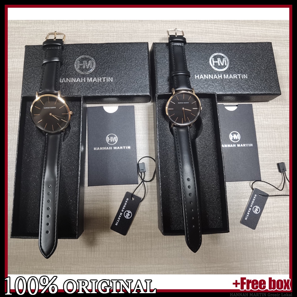 Jam Tangan Couple Sangat tipis Hannah Martin 100% Original Fashion Pria Wanita Cowok Cewek tangan