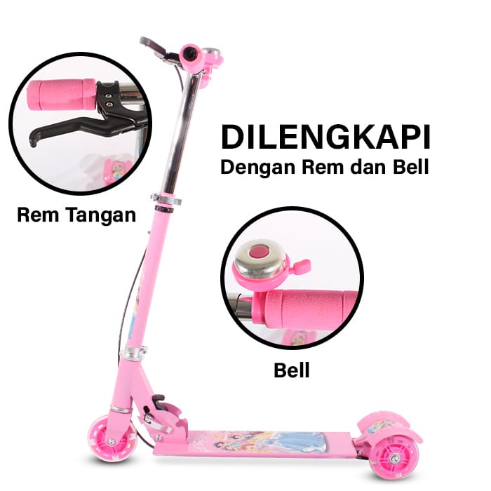 Scooter Anak Roda 3 / Scooter Anak Karakter / Scooter Plus Bel dan Rem