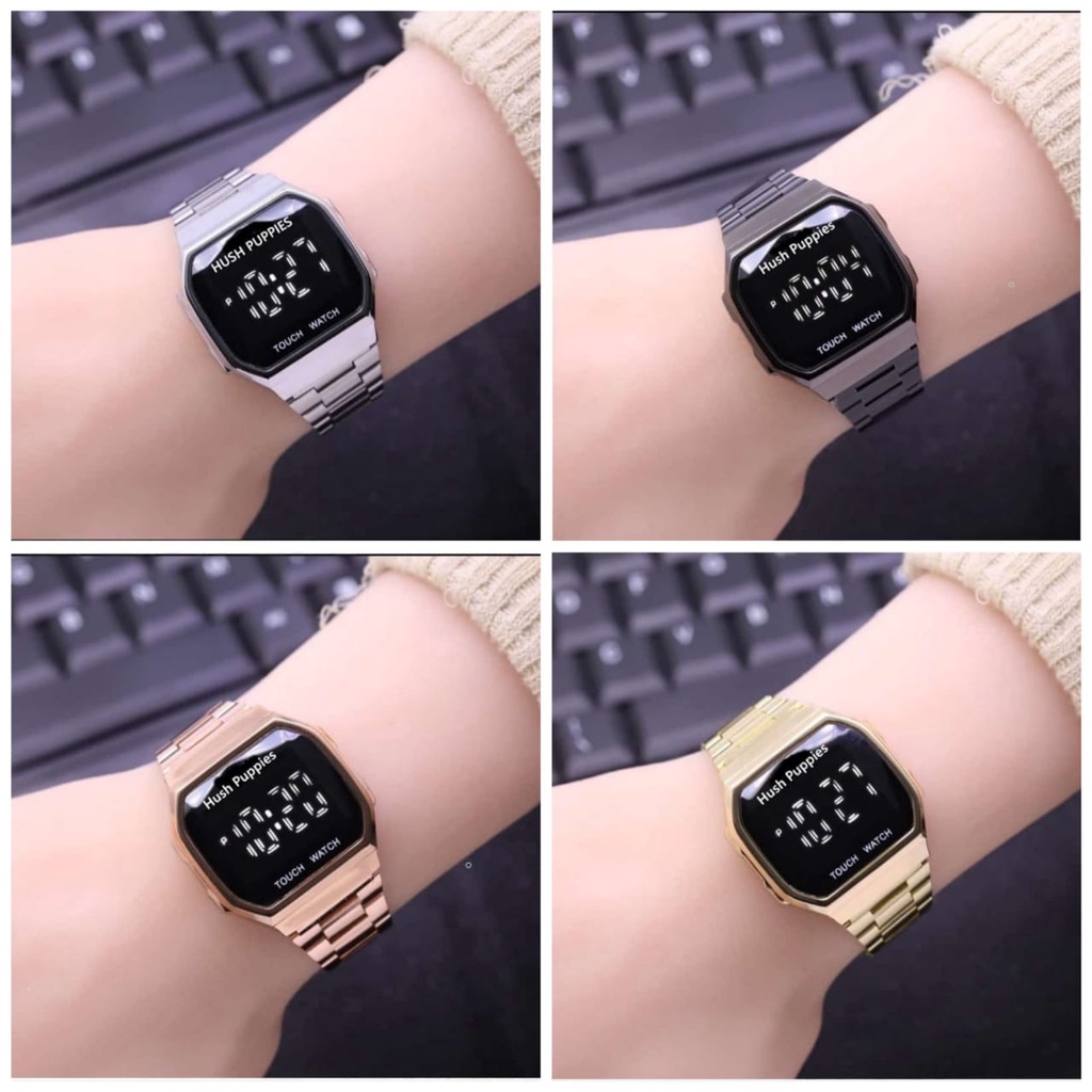 [BISA-COD] Jam Tangan Digital Wanita Hush Puppies Led Touch Screen Rantai HP-414