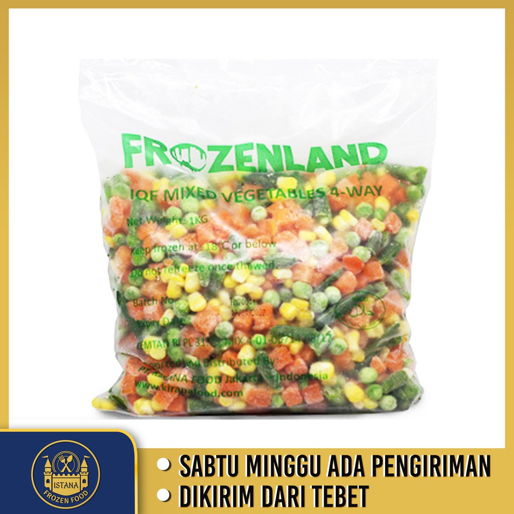 Mix Vegetables Frozen Land 4 Way 1kg Frozen Food Sayuran Beku Mix