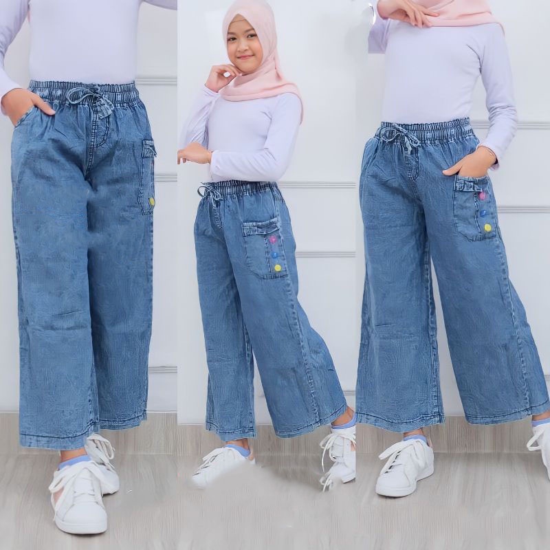 Celana Kulot Jeans Anak Perempuan Umur 4 -12 Tahun | Celana Jeans Kulot Anak Perempuan Kekinian