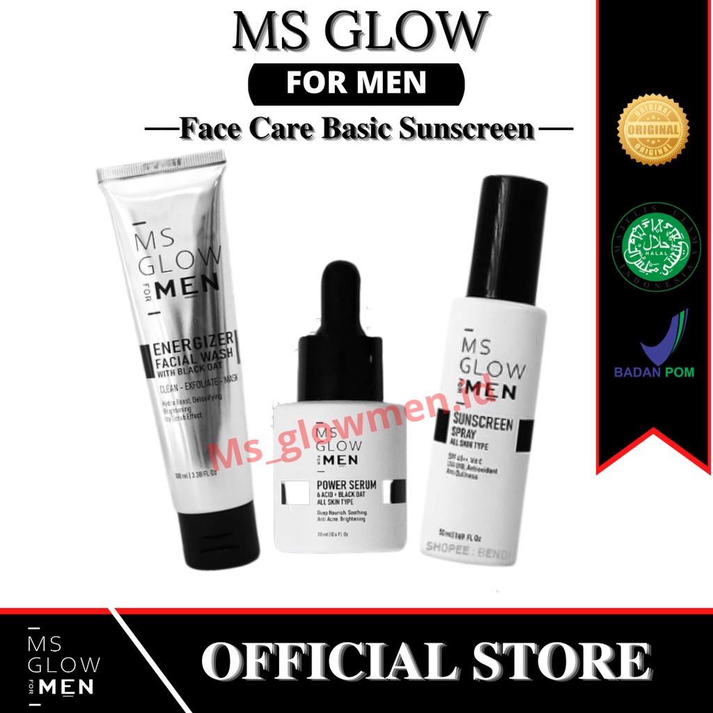 MA GLOW MEN BASIC SUNSCREEN - MS GLOW FOR MEN ORI - MSGLOWMEN ORIGINAL BPOM - Paket Jerawat Pria