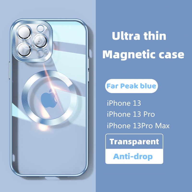 Magsafe Case Transparan Magnetik Ultra Tipis Tahan Jatuh Untuk iPhone 13 Pro Max 12 Pro Max 11 Pro Max X Xr Xs Max