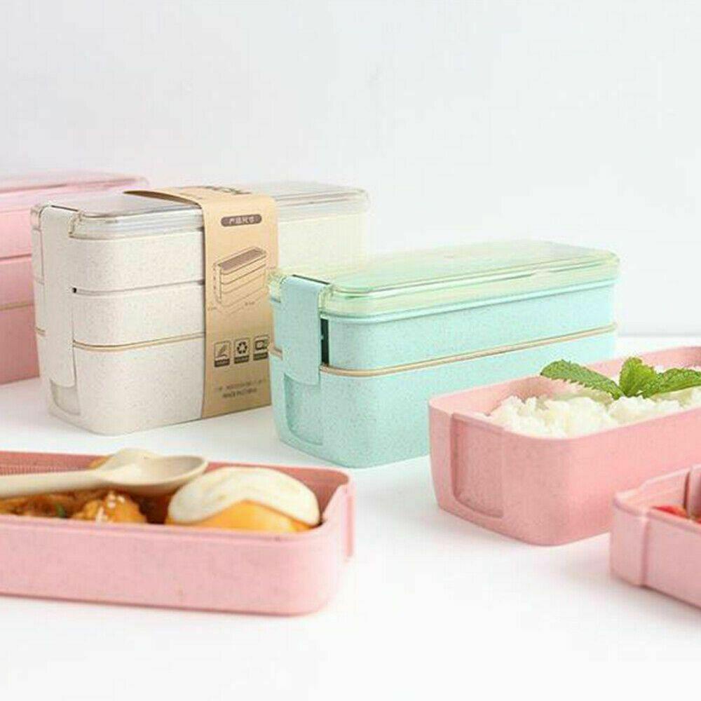 Solighter Set Kotak Makan Siang Bento Model 3 Lapis Untuk Kantor