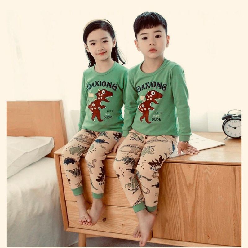 Baju Tidur Anak/Setelan Anak Couple Celana Panjang /Piyama Set Anak laki laki perempuan