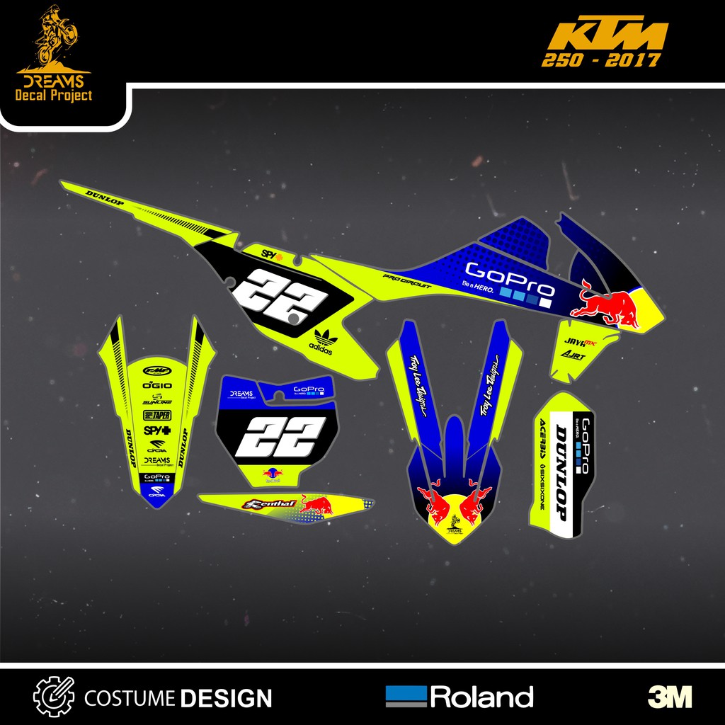 Decal Sticker KTM 250 2017 Biru Stabilo